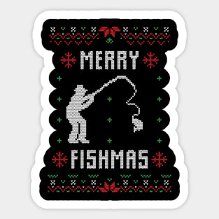 Merry Fishmas - Funny Ugly Christmas Sweater Fishing Gift Sticker